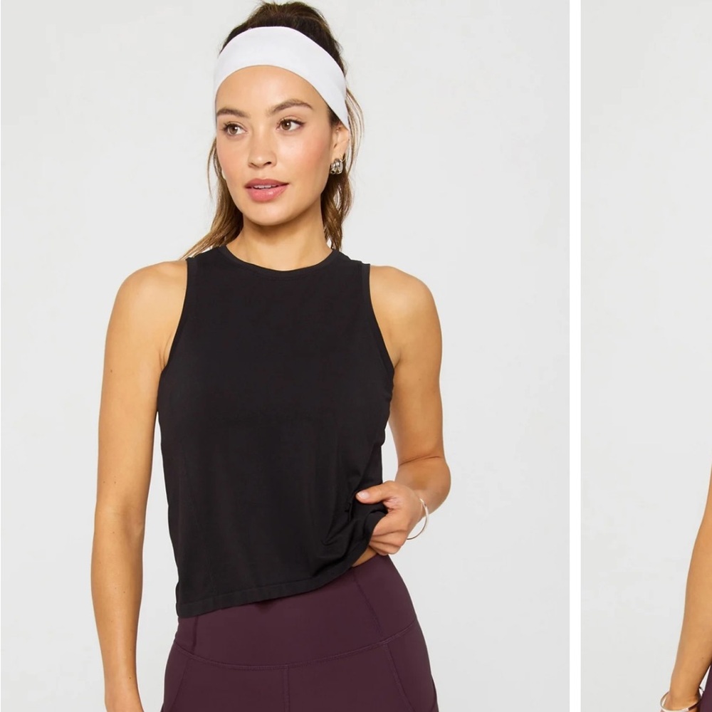 Fabletics Black Fitted Crop Tank Top